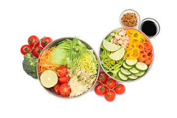 PNG, Concept of lunch, paper bowl with food, isolated on white background