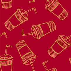 drawn cup pattern on dark red