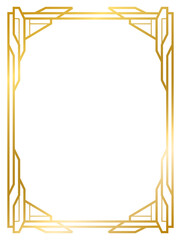 Art Deco gold frame vintage frame line geometric wedding label card frame png transparent background