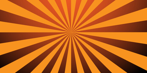 orange ray and sunburst background. used for cartoon banner. top view.