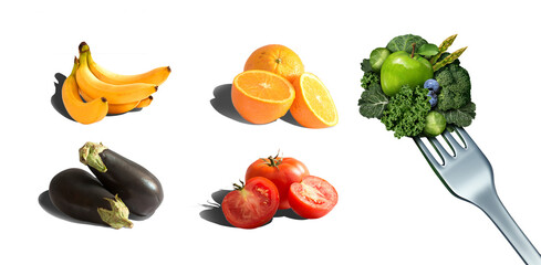 cut fruits with transparent background