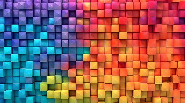 Rainbow of colorful blocks © Hassan