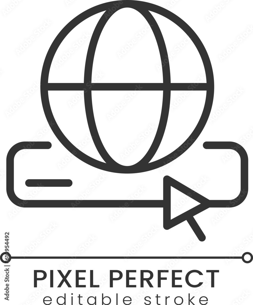 Poster search for information on internet pixel perfect linear icon. online data sources. customer requests