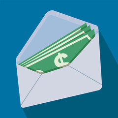 envelope with money bills, vector illustration 