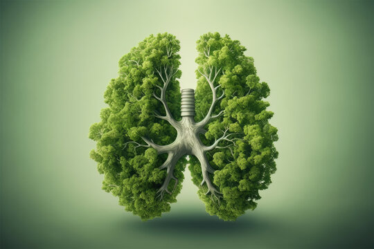 Green tree shaped like human lungs