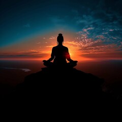 Fototapeta premium a women doing yoga by sunset