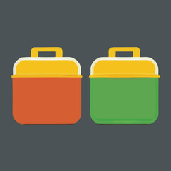 Vector set of reusable lunch containers. Eco friendly materials