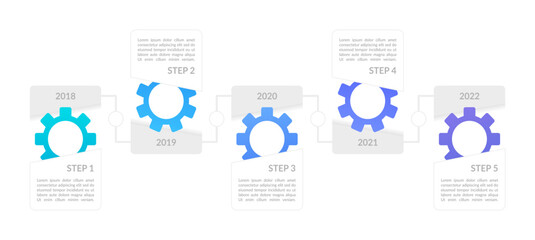Five-year business plan infographic chart design template. Abstract infochart with editable contour. Instructional graphics with 5 step sequence. Visual data presentation. Lato Bold, Medium fonts used © bsd studio
