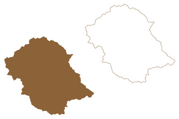 Lienz district (Republic of Austria or Österreich, Tyrol or Tirol state) map vector illustration, scribble sketch Bezirk Lienz map