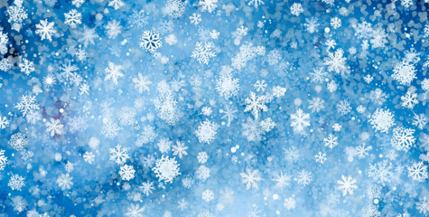 Fototapeta premium A blue winter background with white dots of snow, snowflakes dots, minimalist monochromes, pastel colors, wallpaper. Generative Ai.