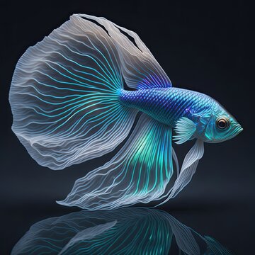 An iridescent Crystal fish, generative AI