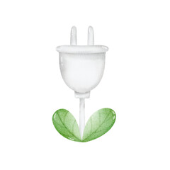 Modern watercolor design illustration, concept of ecology, green energy and saving earth environment problem