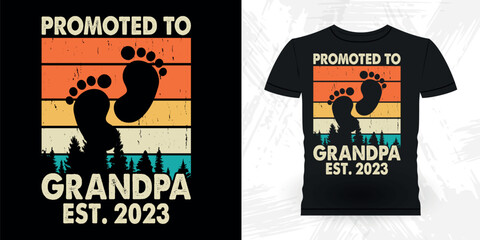 Promote To Daddy Grandpa Funny Dad Grandpa Retro Vintage Father's Day T-shirt Design