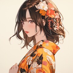 着物を着た女性　成人式 | woman in kimono　Generative AI
