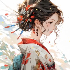 着物を着た女性　成人式 | woman in kimono　Generative AI
