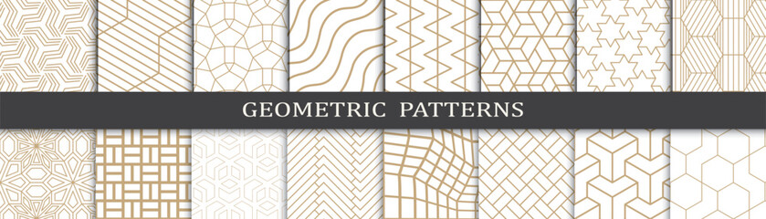 Seamless geometric golden pattern set