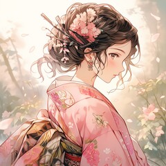 着物を着た女性　成人式 | woman in kimono　Generative AI
