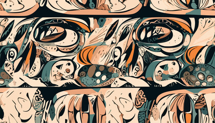 Hand drawn ethno abstract pattern. Collage contemporary print. Fashionable template for design