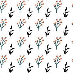 Stylized, bright, floral pattern in folk style