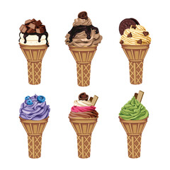 Ice Cream Cone Sweet Dessert Food Vector Illustration