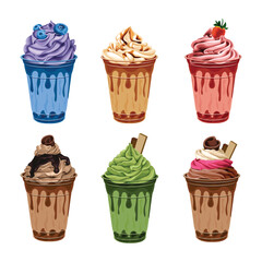 Milkshake Ice Cream Sweet Drink Vector Illustration