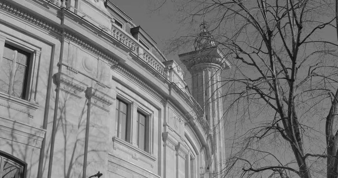 Vintage View Of Bourse De Commerce - Pinault Collection In Paris, France. Low Angle
