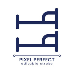 Bunk bed pixel perfect linear ui icon. Hostel service. Kids bedroom arrangement. GUI, UX design. Outline isolated user interface element for app and web. Editable stroke. Poppins font used