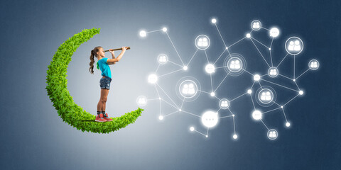 Idea of children Internet communication or online playing and parent control