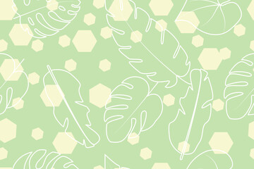 Exquisite Hand Drawn Tropical Leaf Line Art Seamless Pattern Unveiled on a Vibrant Green Background