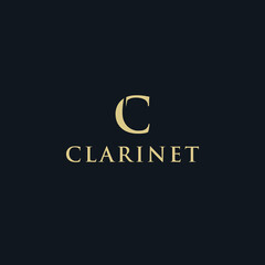 LETTER AND INITIAL C CLARINET FOR MUSICAL INSTRUMENT BLACK, GOLD, BLUE FOR LOGO VECTOR FOR COMPANY, BRAND, BUSINESS, AND OTHER