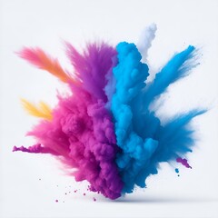 colorful powder explosion on white background. abstract powder splatted. Colored cloud. Colorful dust explode. Paint Holi. abstract. high quality. colorful explosion. blue pink splash