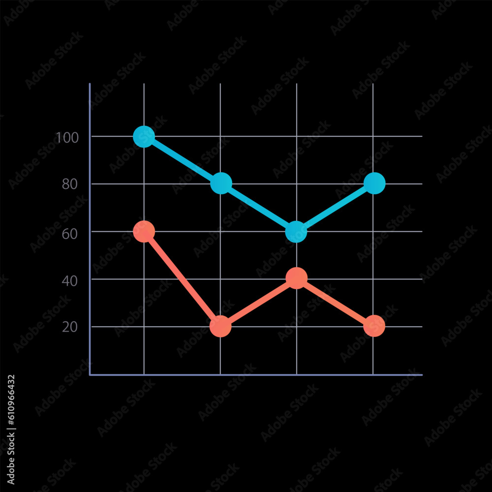 Poster wildlife population infographic line chart design template for dark theme. number of animals. editab