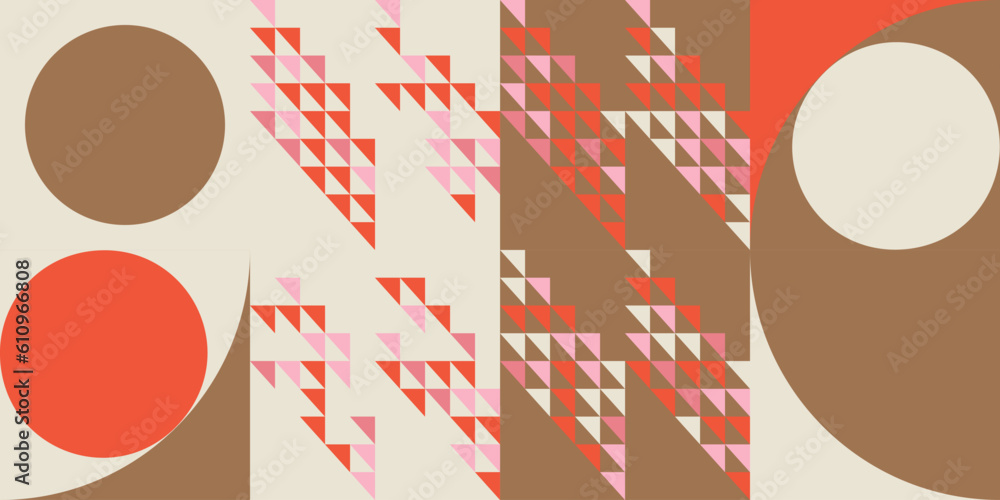 Fototapete modern abstract geometric vector seamless pattern with simple elements and shapes like circle, squar