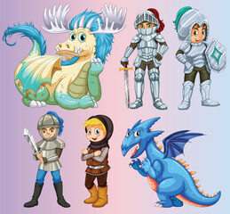 set of funny cartoon monsters