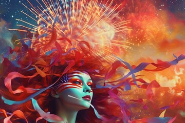 illustration of American independence lady patriot