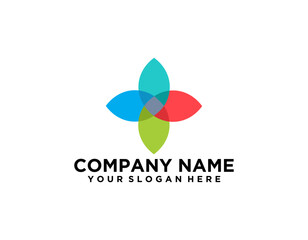 Modern Healthcare Medical Logo. Blue and Green Geometric Linear Rounded Cross Sign Health Icon Infinity Style isolated on Dark Background. Flat Vector Logo Design Template Element.