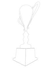 Outline Trophy cup. Winner's trophy icon vector is a symbol of victory in a sports event, award contour. Champions award, sport victory, winner prize concept..