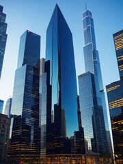 Fototapeta na wymiar Glass skyscrapers in a big city. Generative by AI