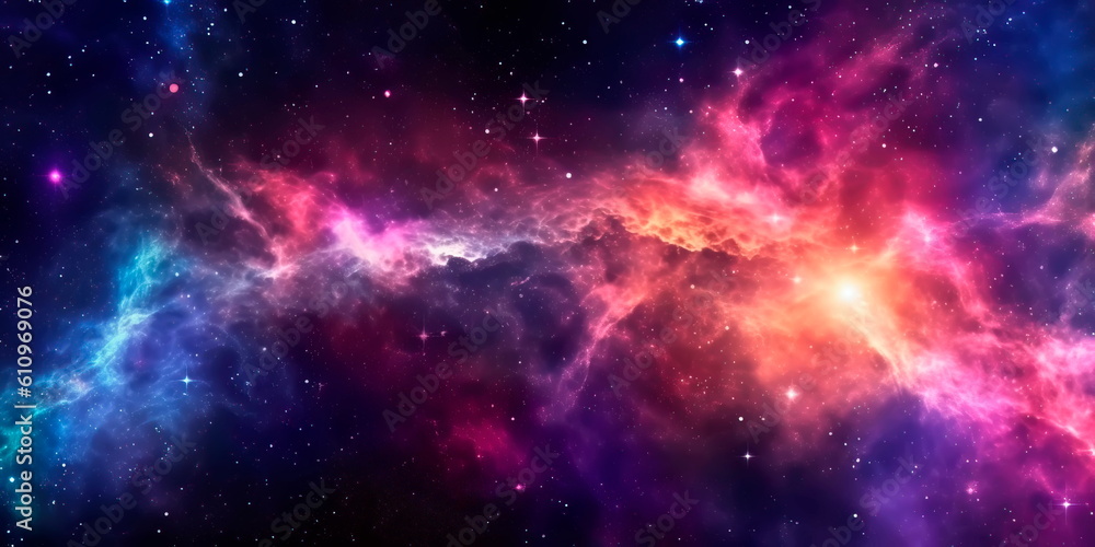 Wall mural star particle motion on black background, starlight nebula in galaxy at universe space background. g