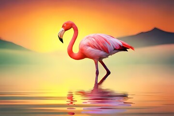 Fototapeta na wymiar flamingo in the water