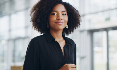 Portrait, startup and black woman with business, confident and creative agency with entrepreneur....