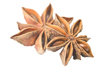 Star anise isolated on white