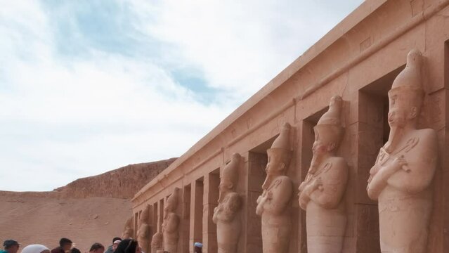 Osiride Statues of queen Hatshepsut of the upper terrace of Mortuary Temple of Hatshepsut in Luxor Egypt