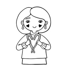 Happy woman holding candy canes Christmas holiday celebration