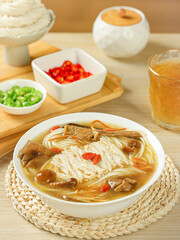 Chicken noodles and various herbal stew soups, Chinese traditional noodles