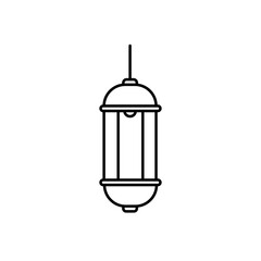 ramadan kareem lantern decoration line style icon vector illustration design