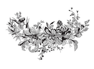 Lace ornate flowers. vector illustration	