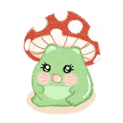 green frog on white background