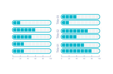 Horizontal progress infographic chart design template set. Process track. Capacity indicator. Visual data presentation. Editable bar graphs collection. Myriad Pro-Bold, Regular fonts used