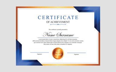 certificate design simple modern a4 luxury certificate blue gold color